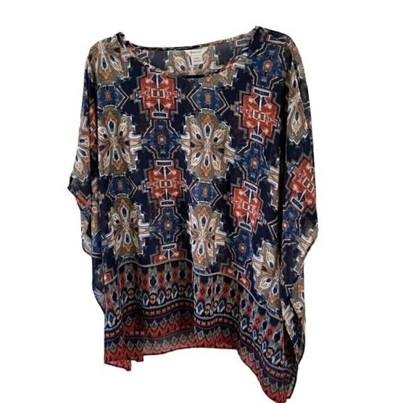 Ariat Navy Wondrous Semi Sheer Tunic Size Medium - Picture 5 of 8